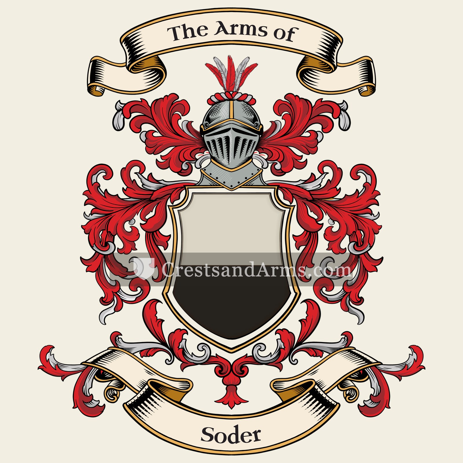 The Soder coat of arms, drawn from the recorded blazon