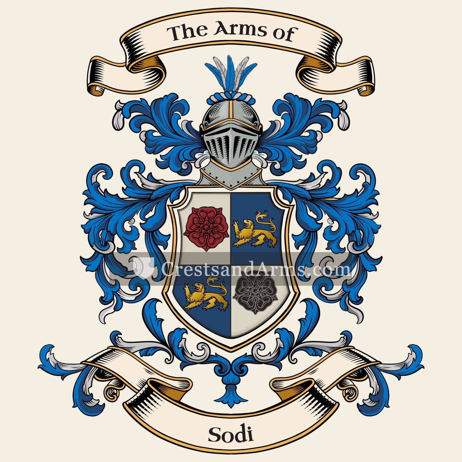 The Sodi coat of arms, drawn from the recorded blazon