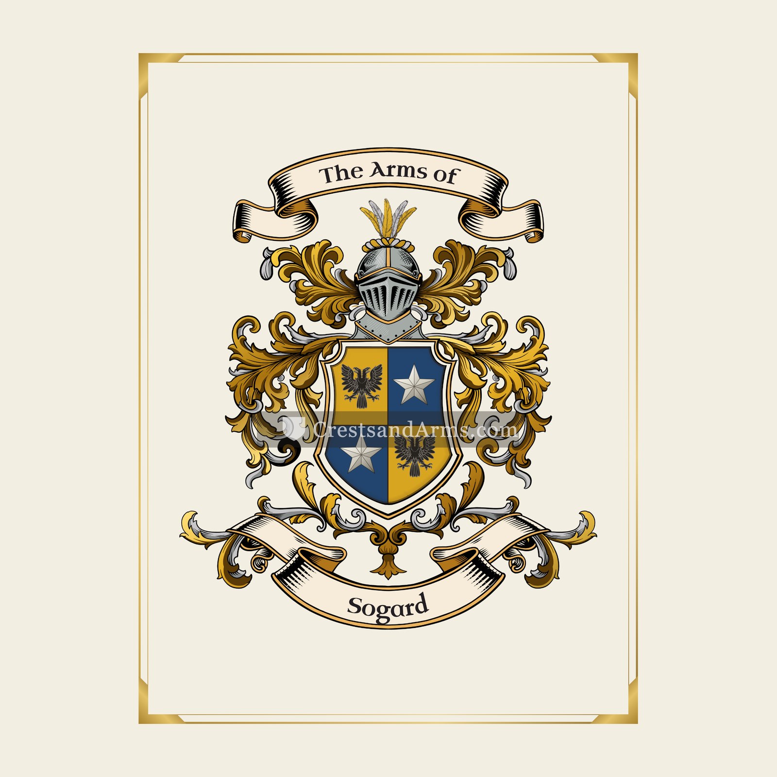 With gold border