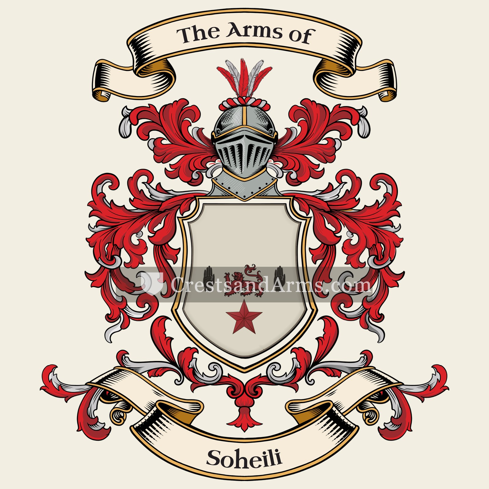 The Soheili coat of arms, drawn from the recorded blazon