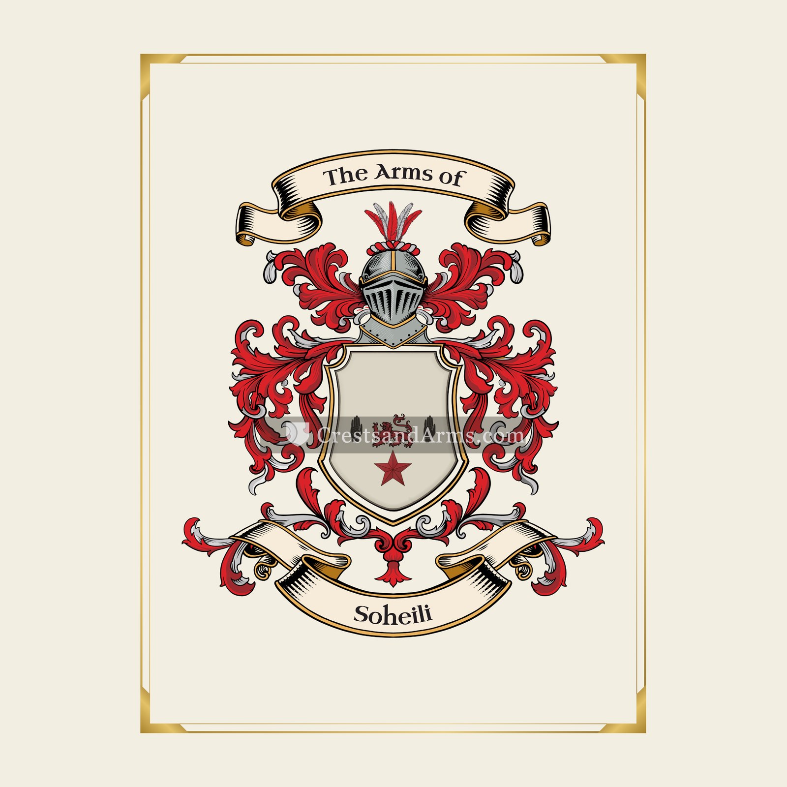 With gold border
