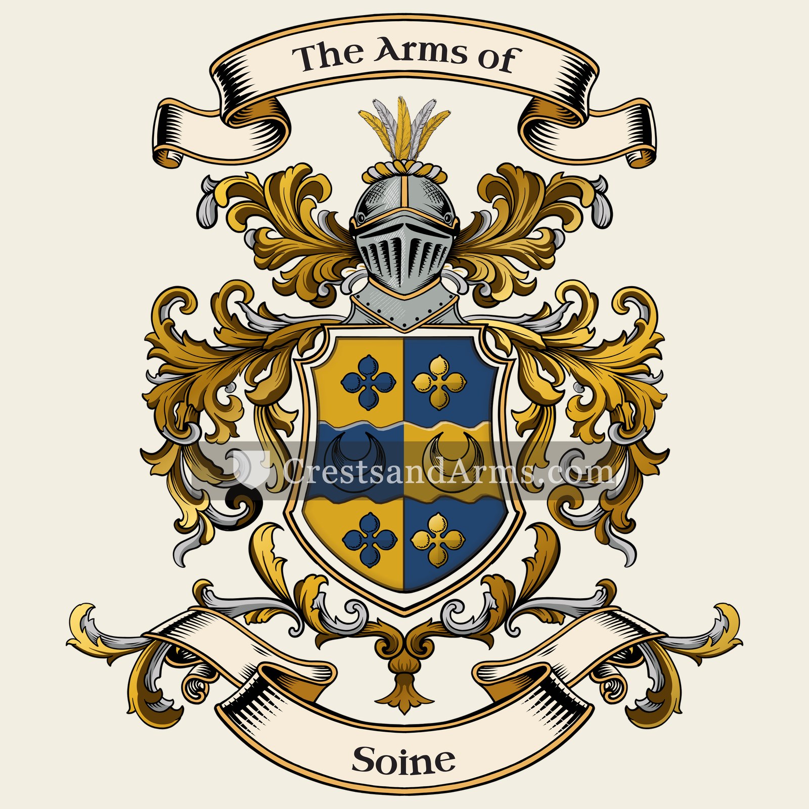 The Soine coat of arms, drawn from the recorded blazon