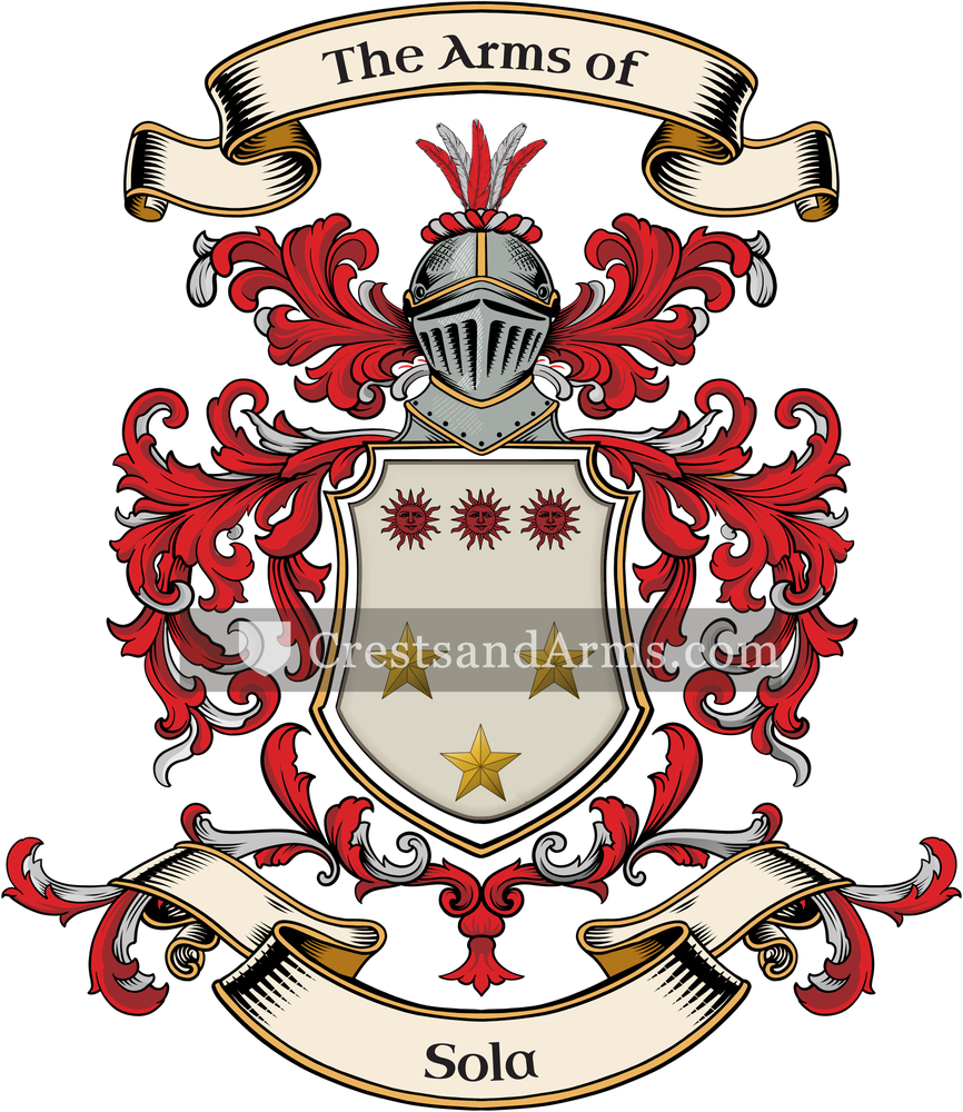 The Sola coat of arms, drawn from the recorded blazon