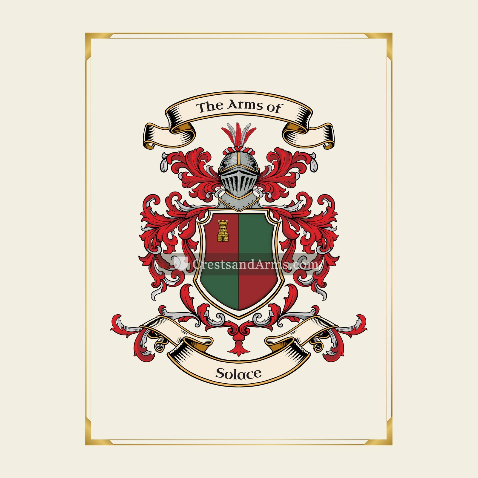 With gold border