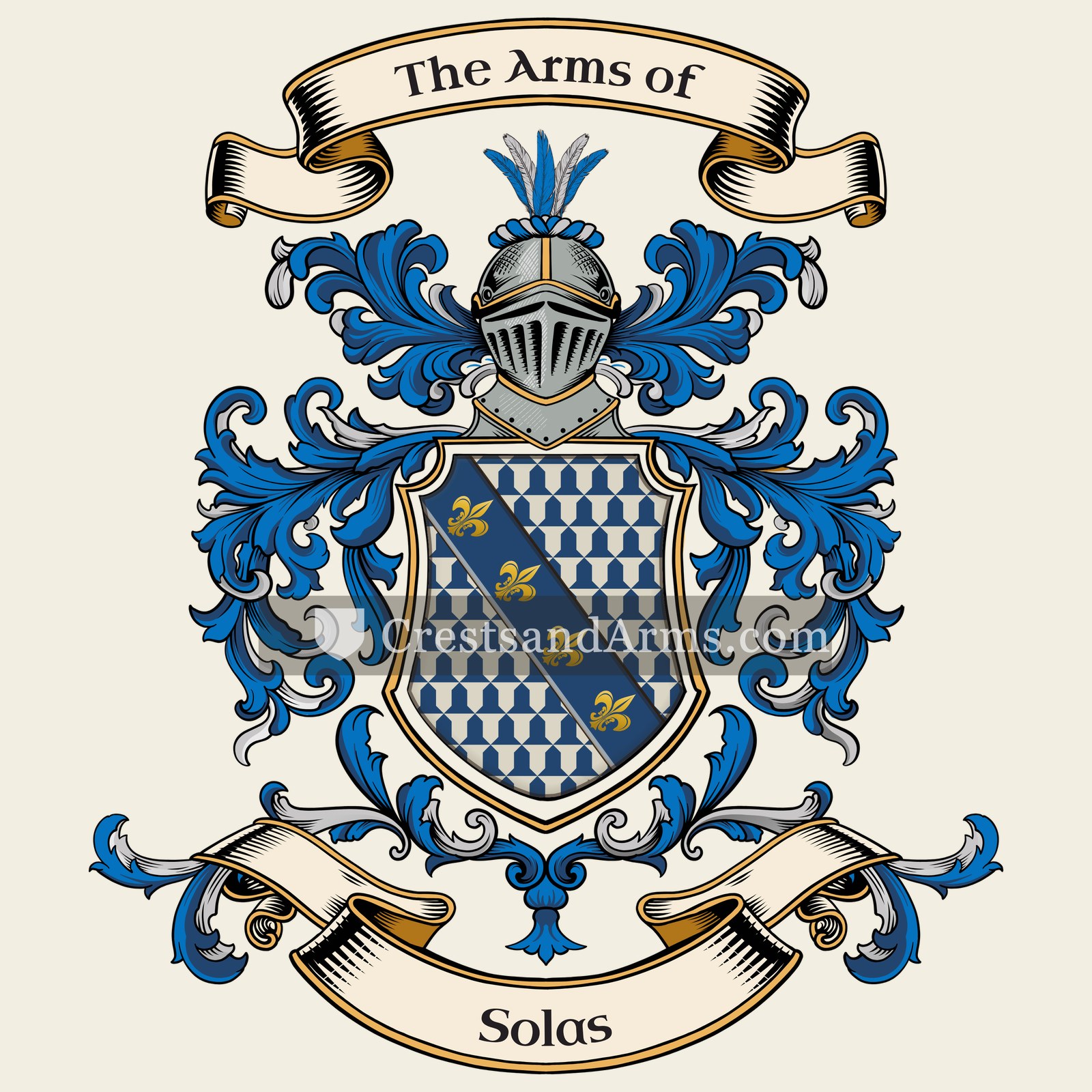 The Solas coat of arms, drawn from the recorded blazon
