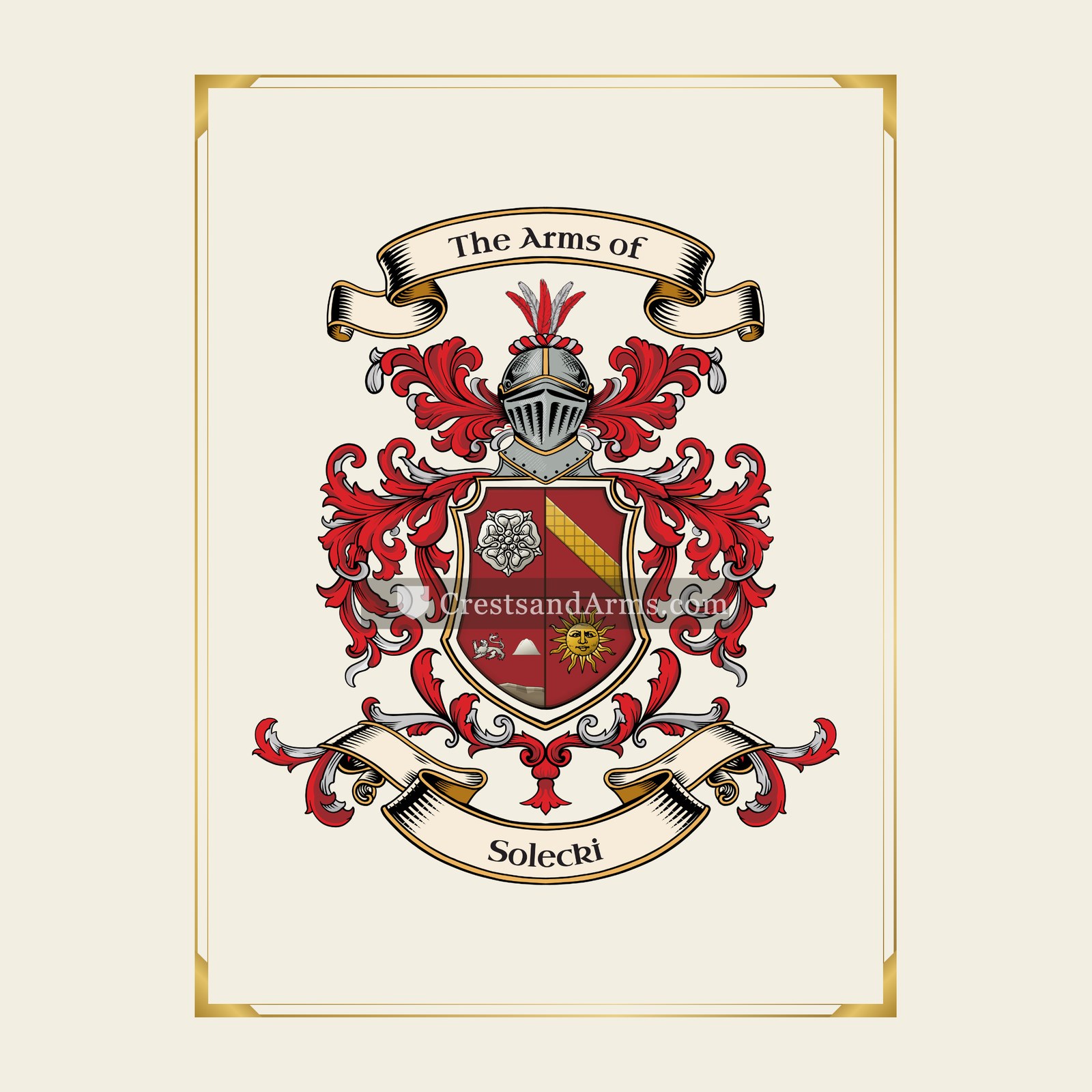 With gold border