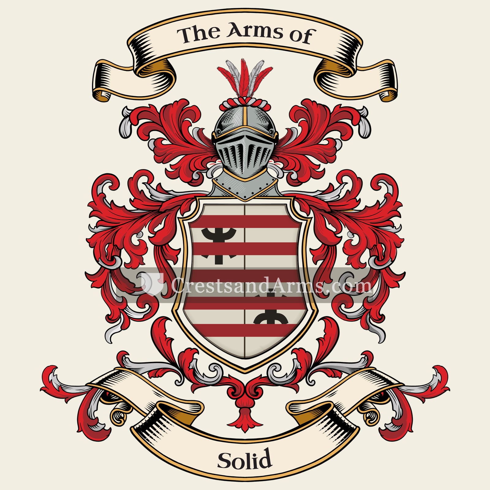 The Solid coat of arms, drawn from the recorded blazon