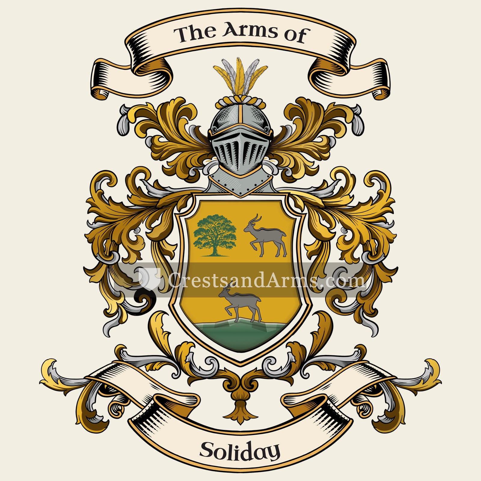 The Soliday coat of arms, drawn from the recorded blazon