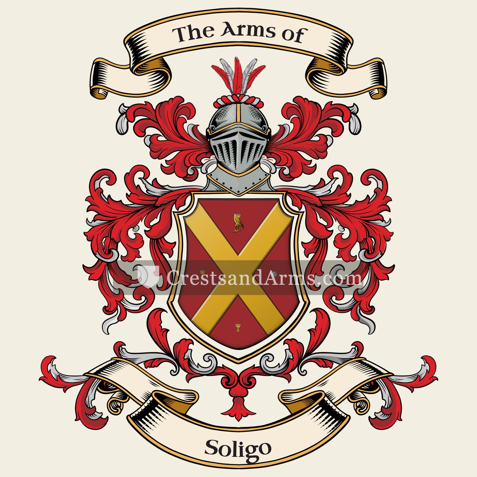 The Soligo coat of arms, drawn from the recorded blazon