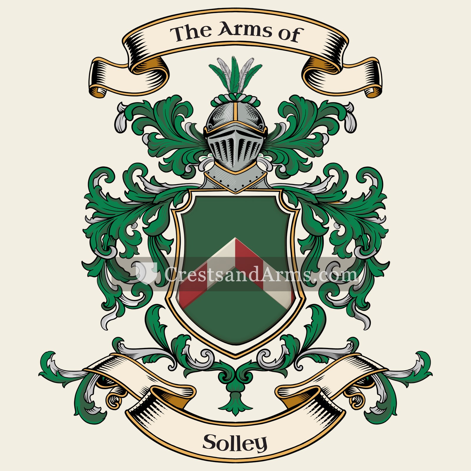 The Solley coat of arms, drawn from the recorded blazon