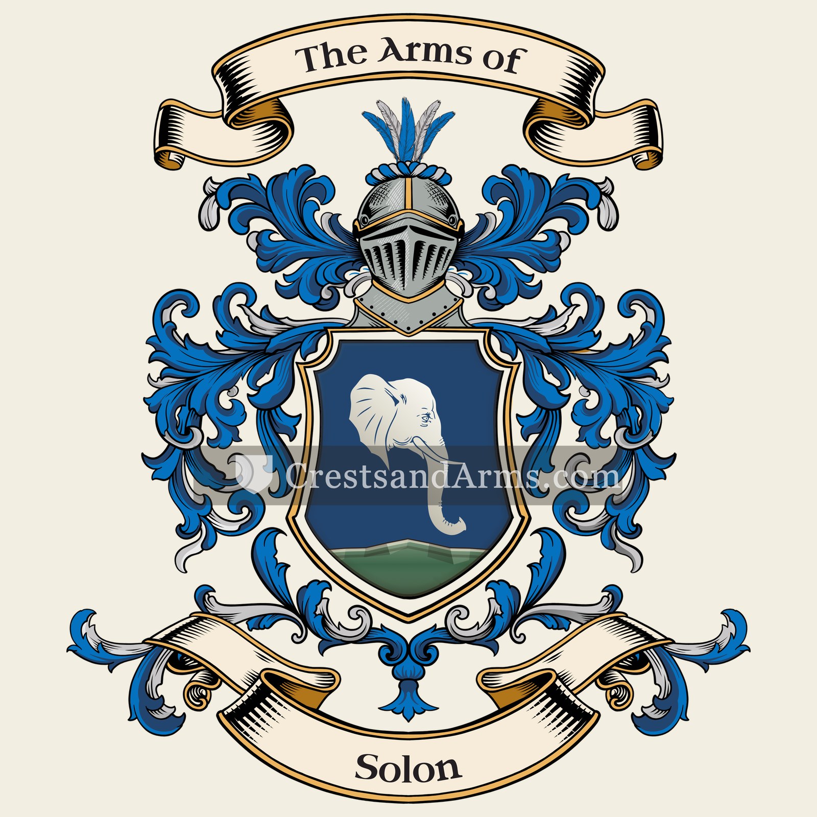 The Solon coat of arms, drawn from the recorded blazon