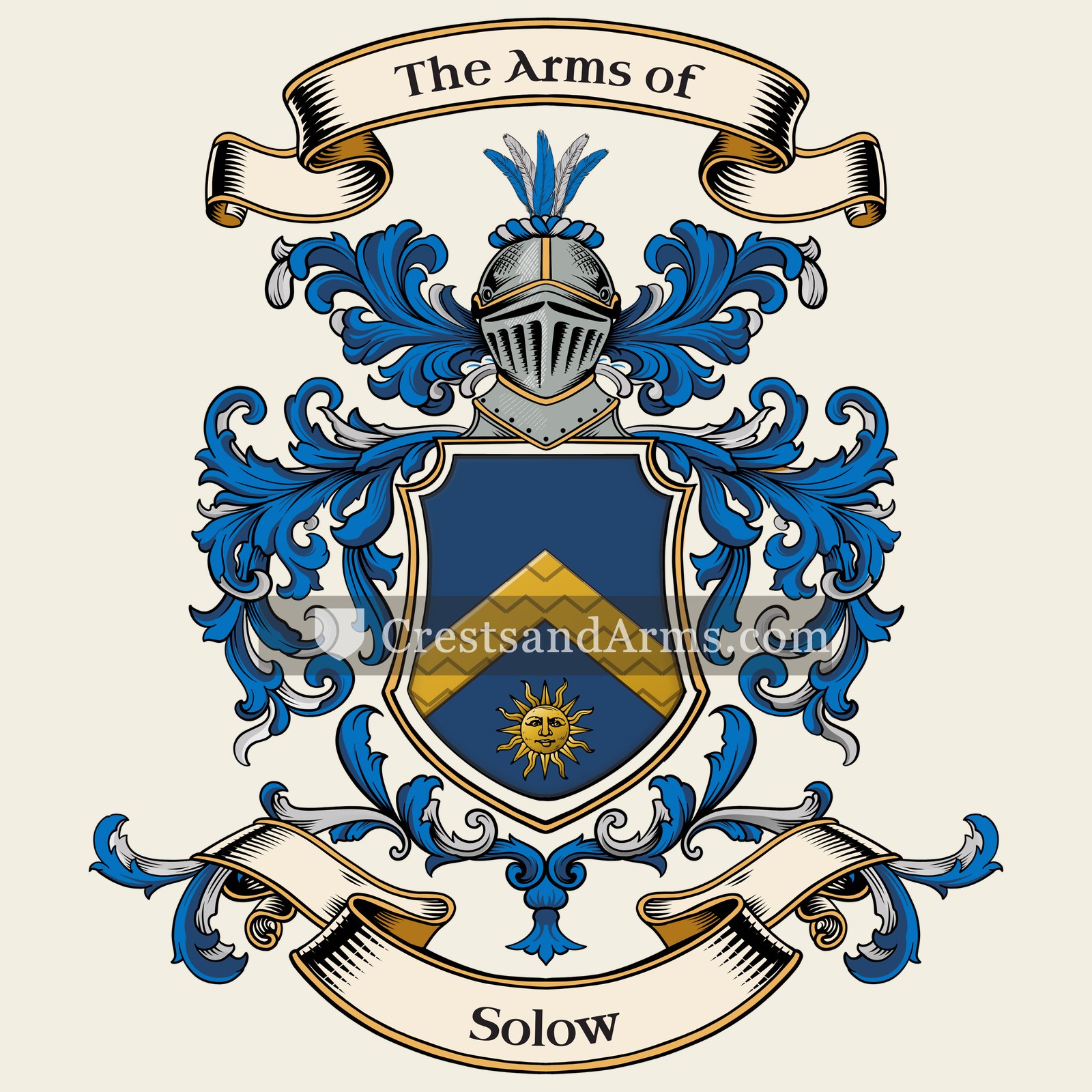 The Solow coat of arms, drawn from the recorded blazon