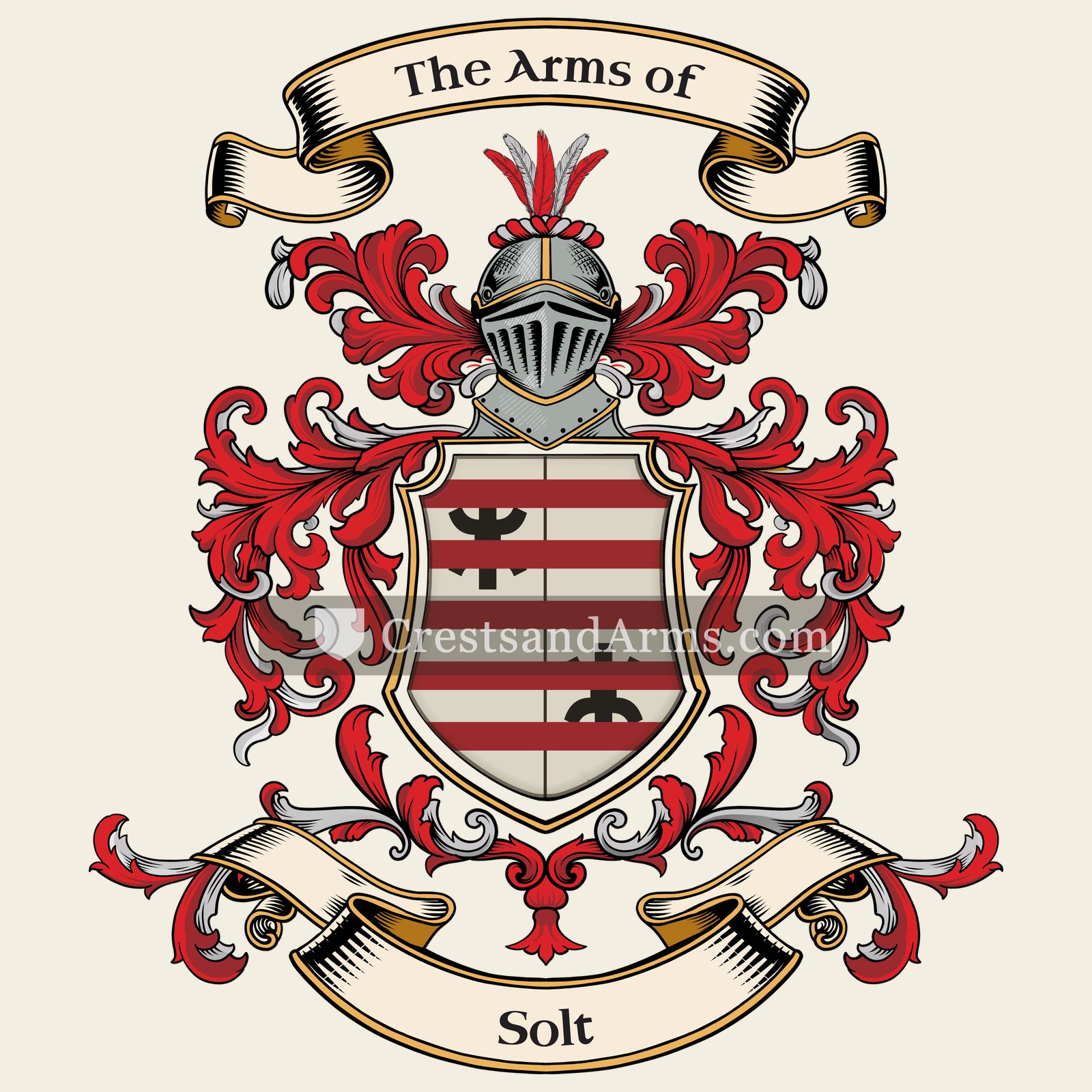 The Solt coat of arms, drawn from the recorded blazon