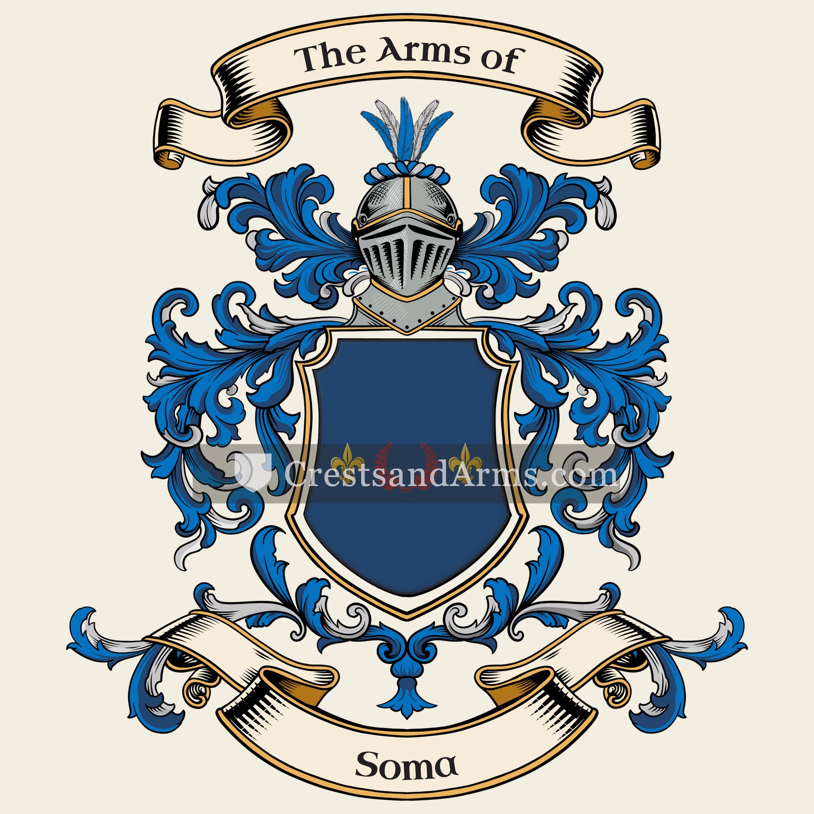 The Soma coat of arms, drawn from the recorded blazon