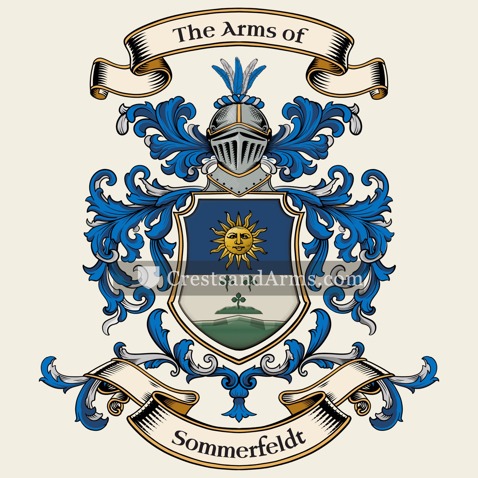 The Sommerfeldt coat of arms, drawn from the recorded blazon