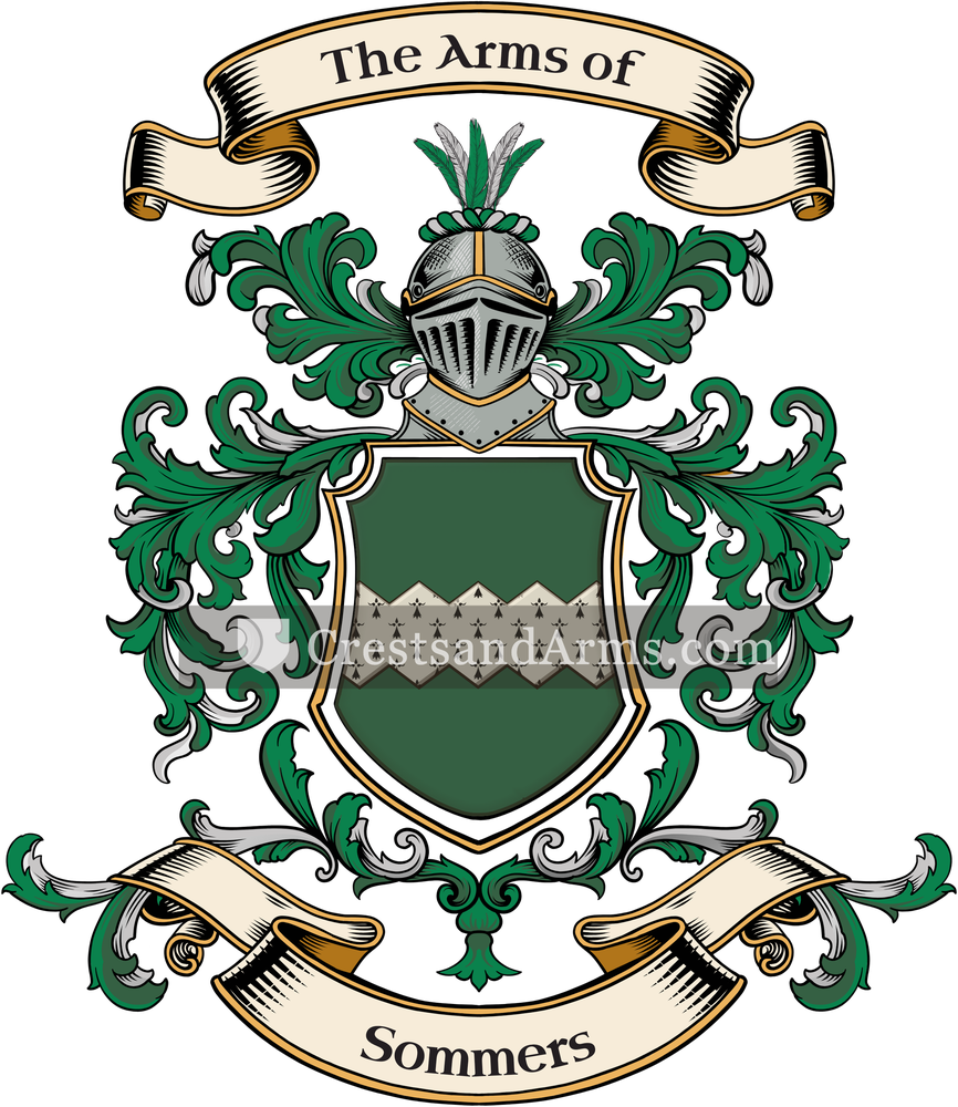 The Sommers coat of arms, drawn from the recorded blazon