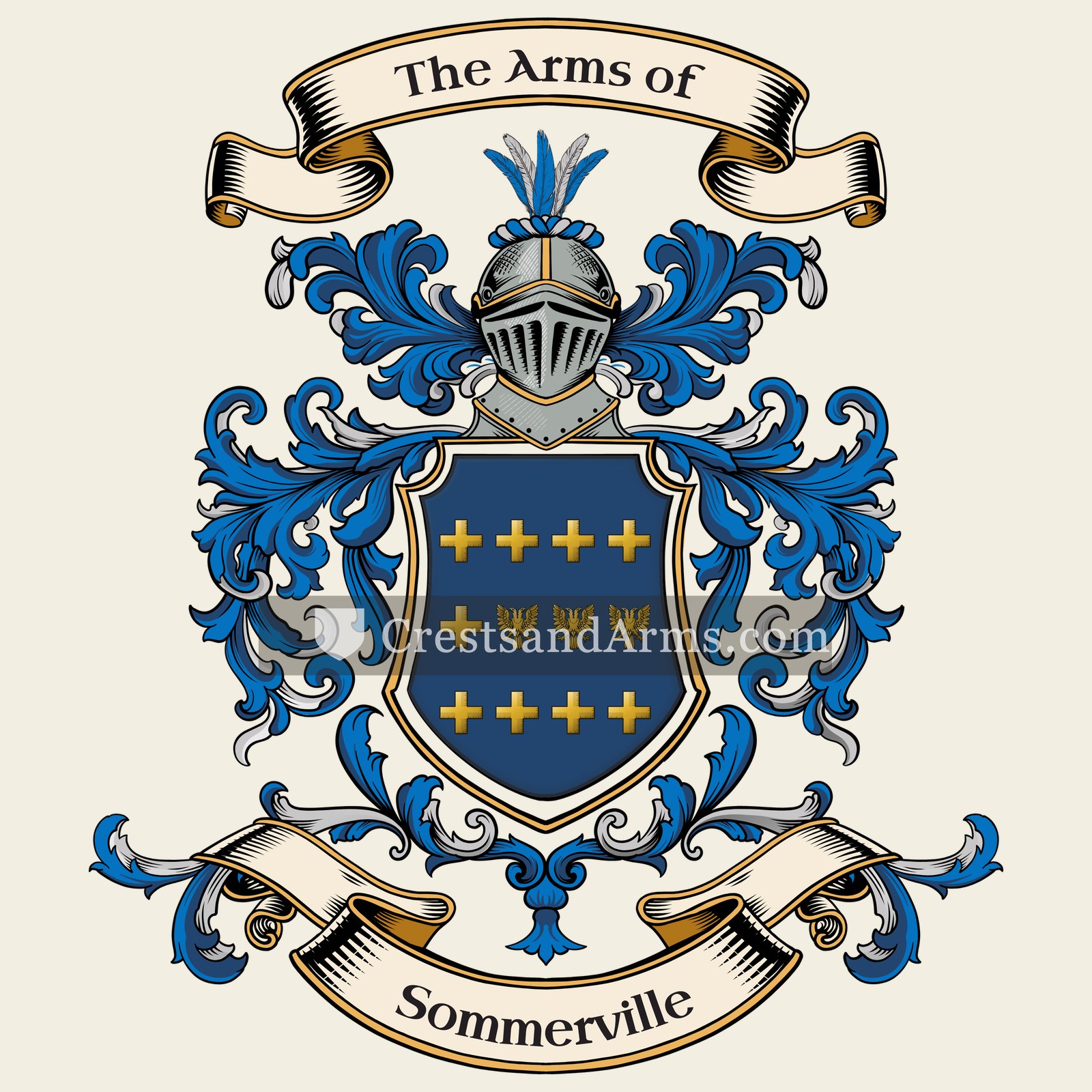The Sommerville coat of arms, drawn from the recorded blazon