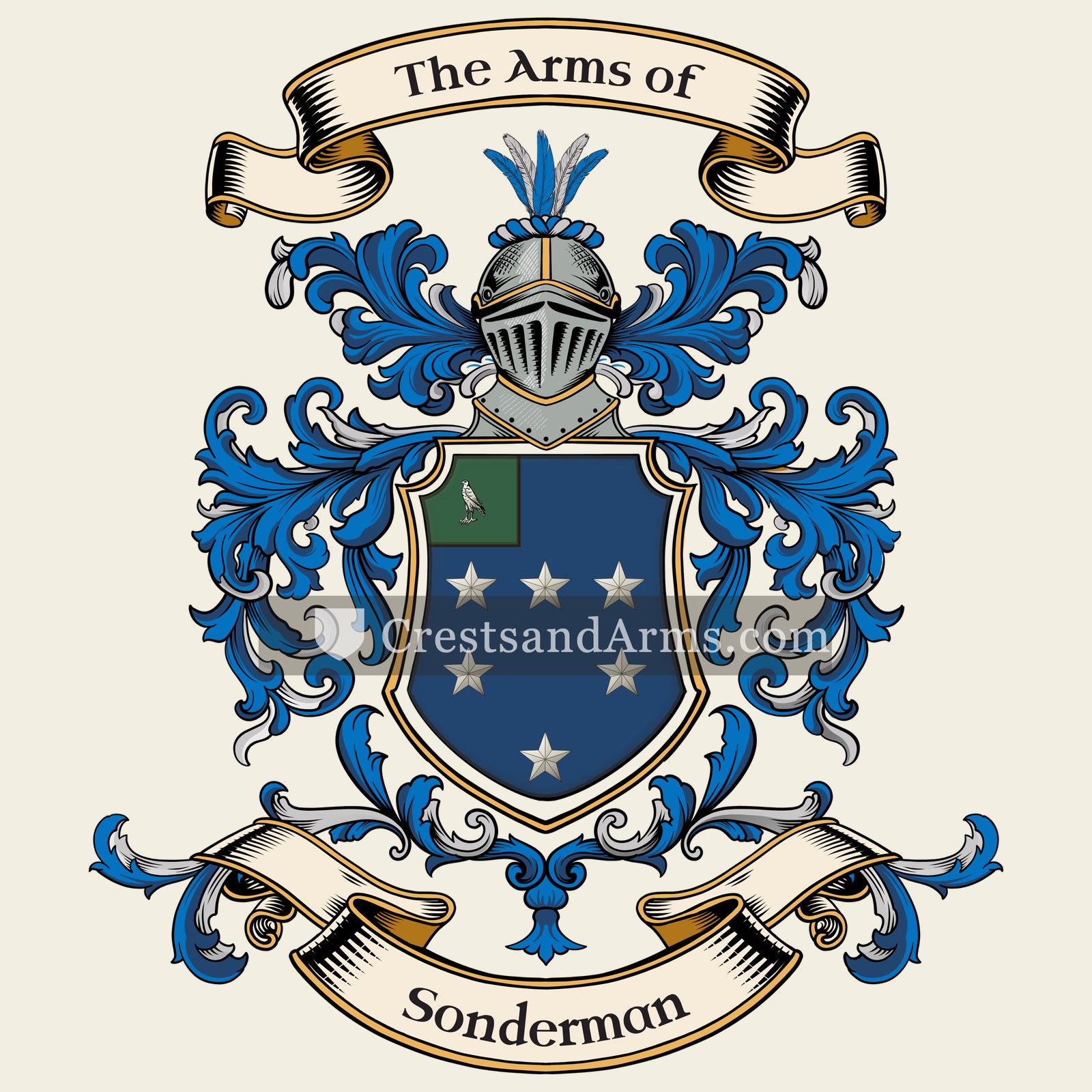 The Sonderman coat of arms, drawn from the recorded blazon