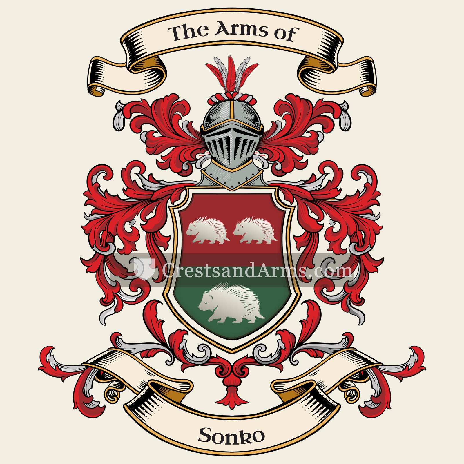 The Sonko coat of arms, drawn from the recorded blazon