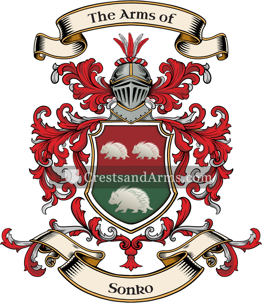 The Sonko coat of arms, drawn from the recorded blazon