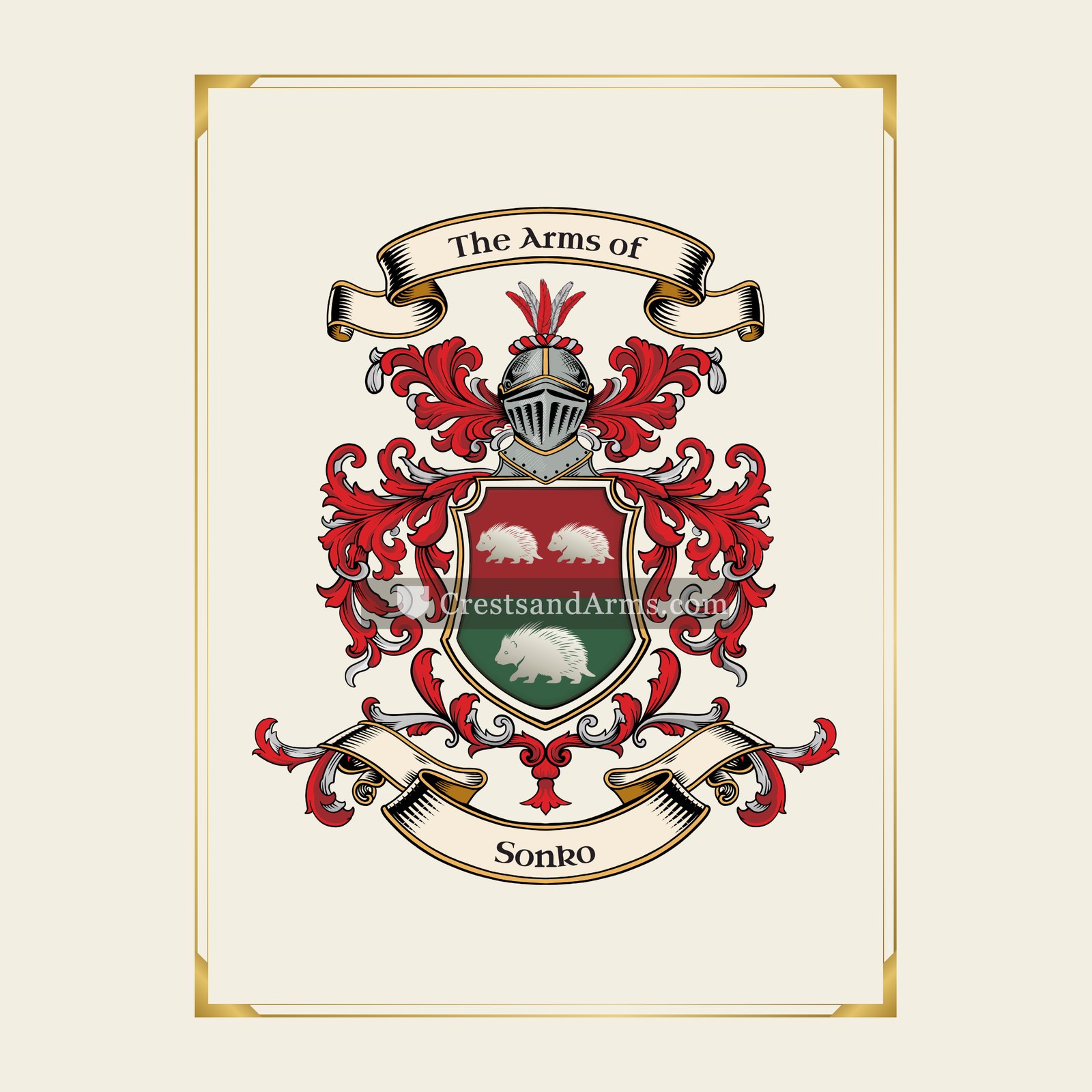 With gold border