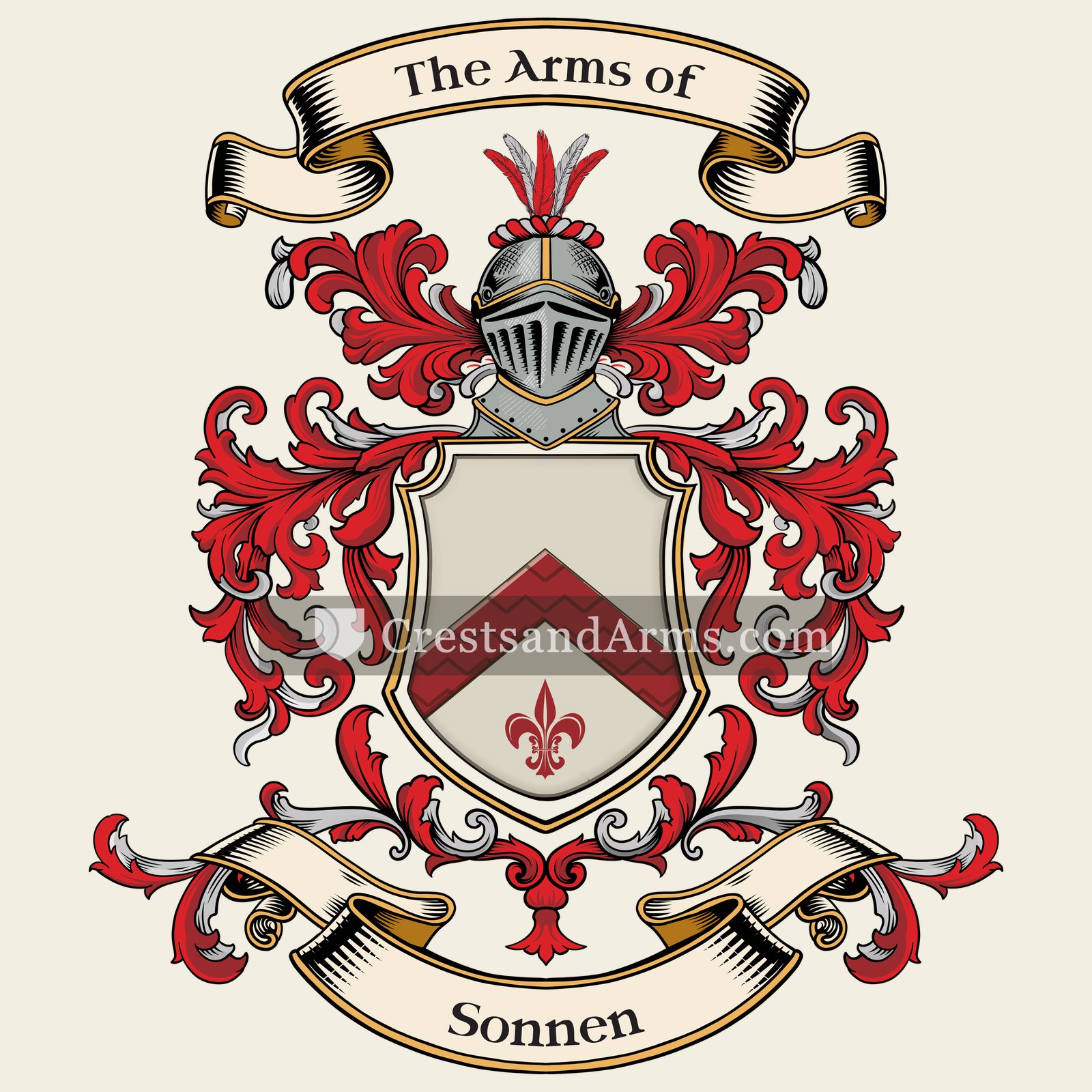 The Sonnen coat of arms, drawn from the recorded blazon