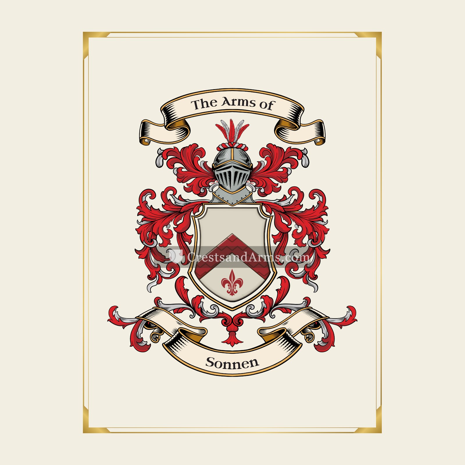 With gold border