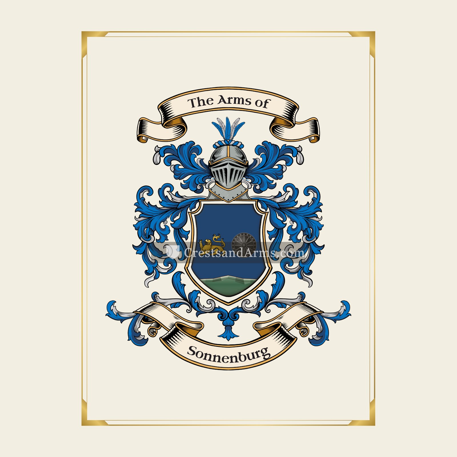 With gold border