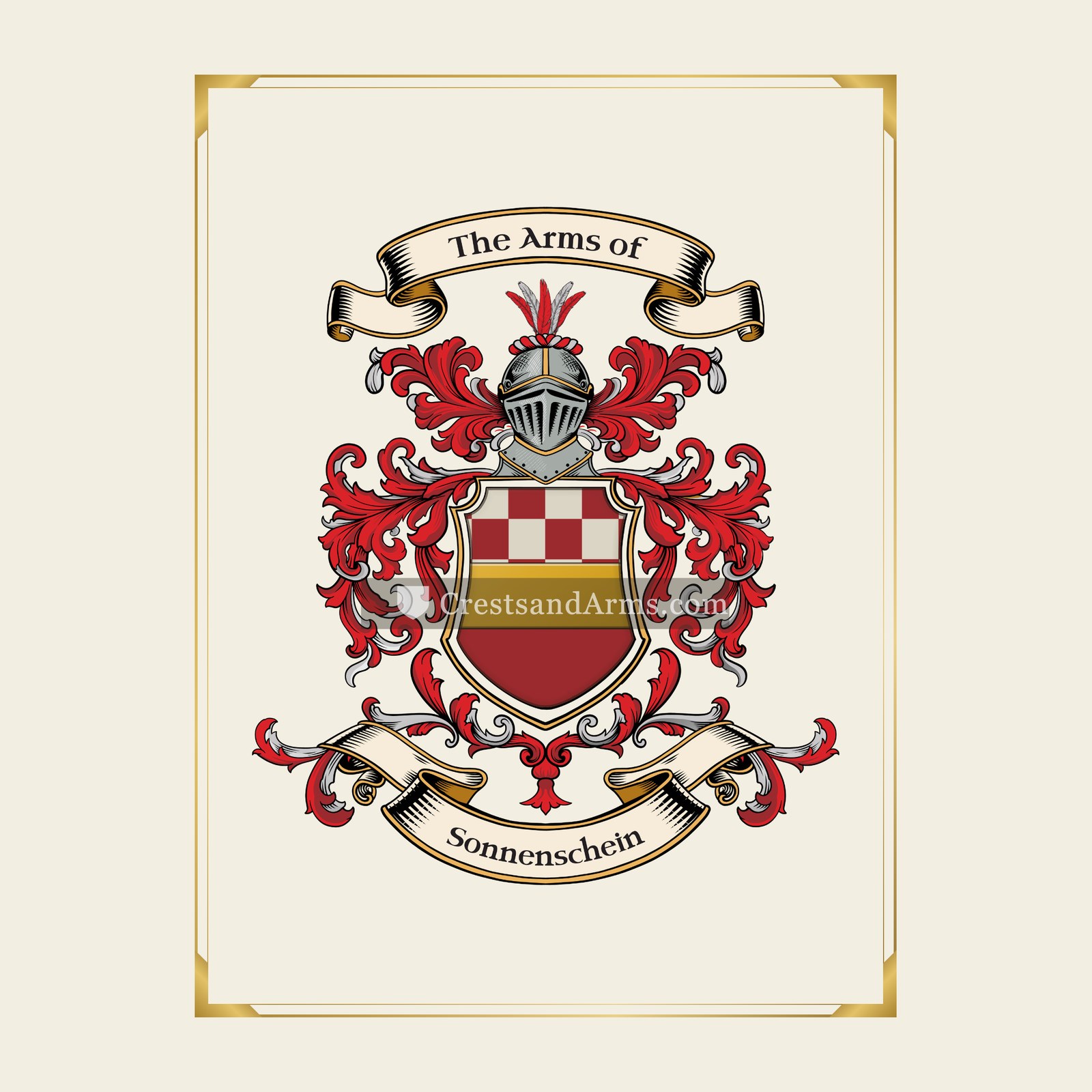 With gold border