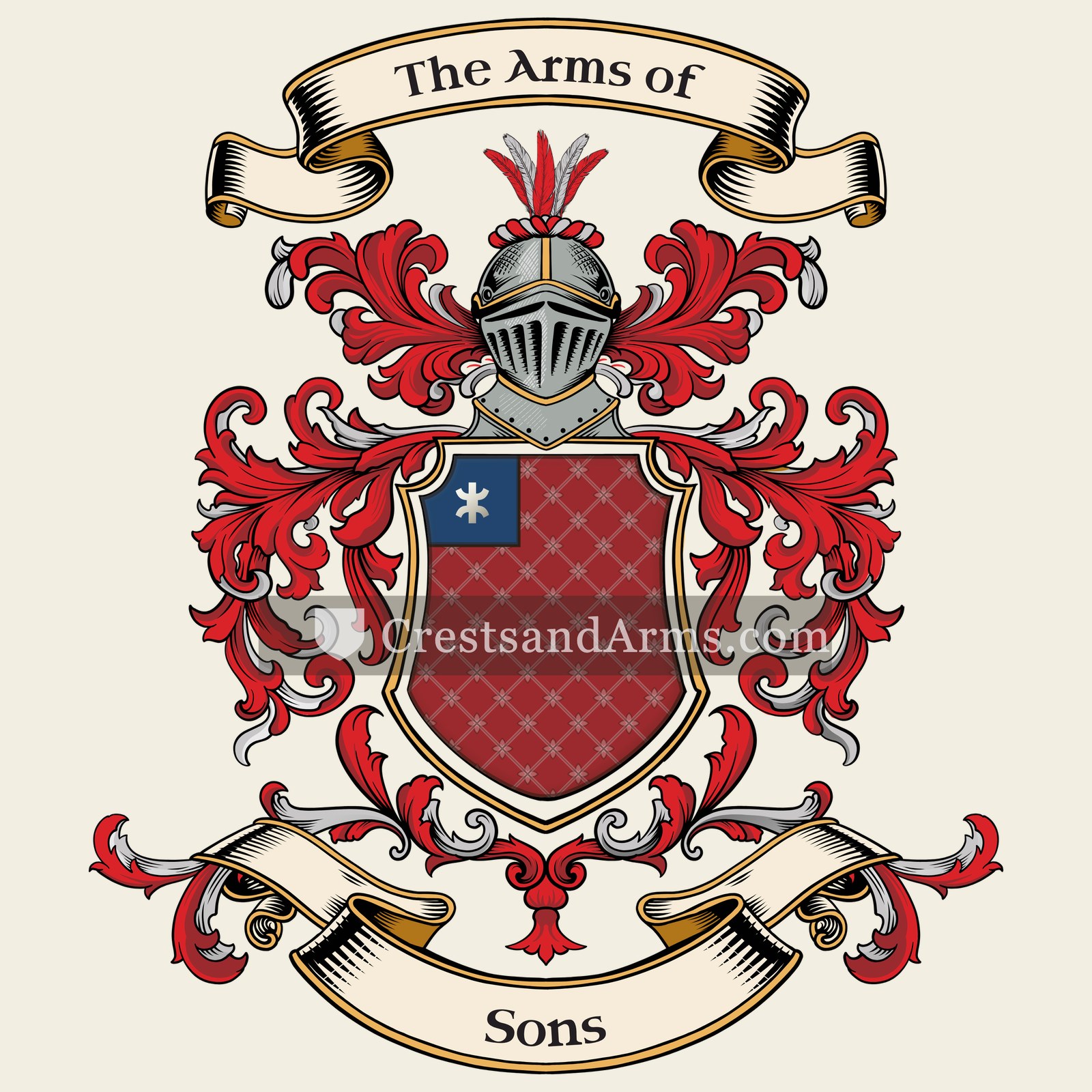 The Sons coat of arms, drawn from the recorded blazon