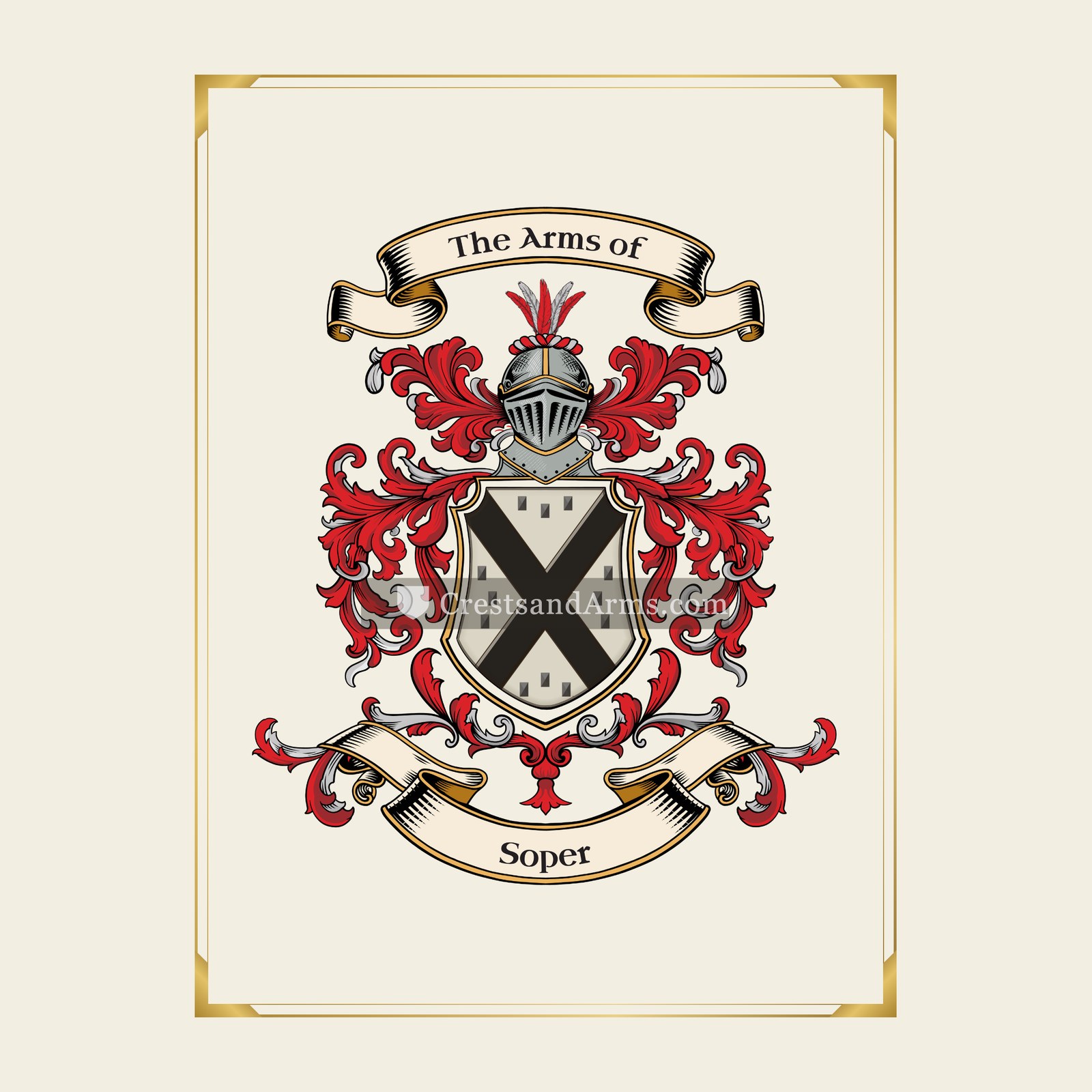 With gold border