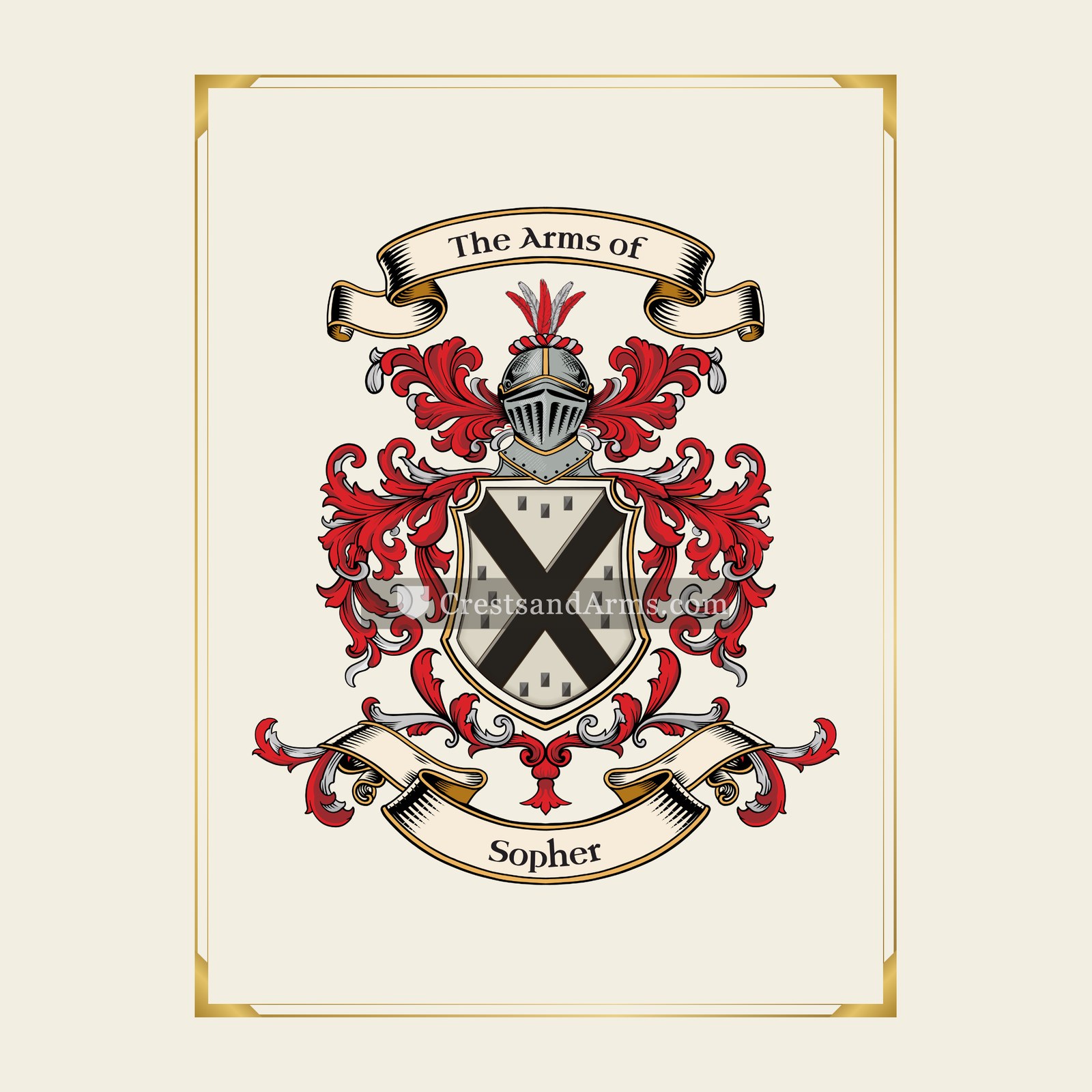 With gold border