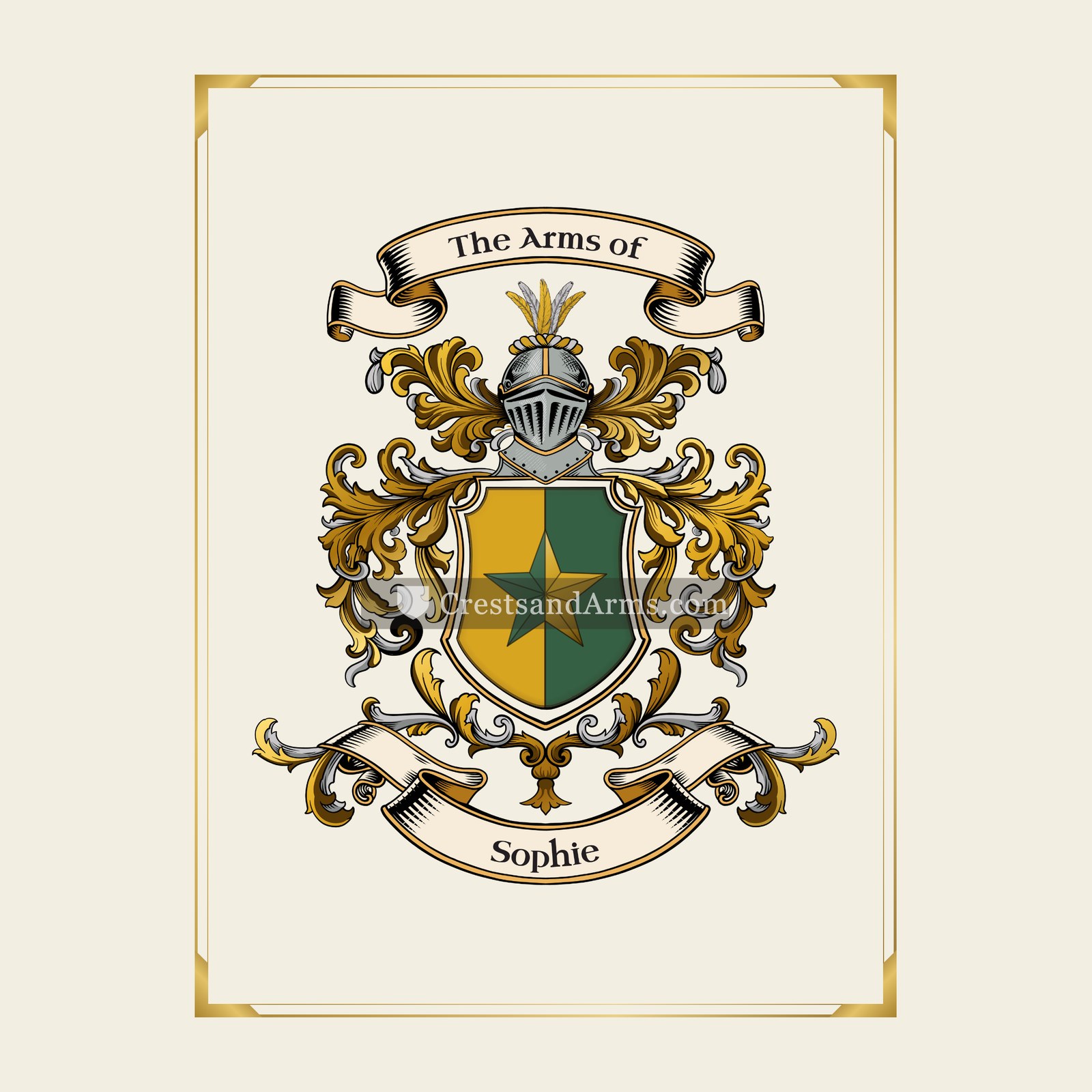 With gold border