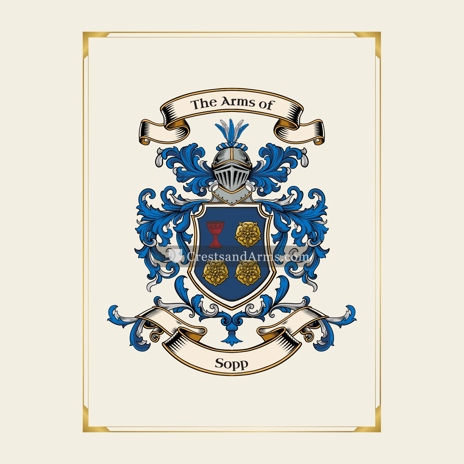 With gold border