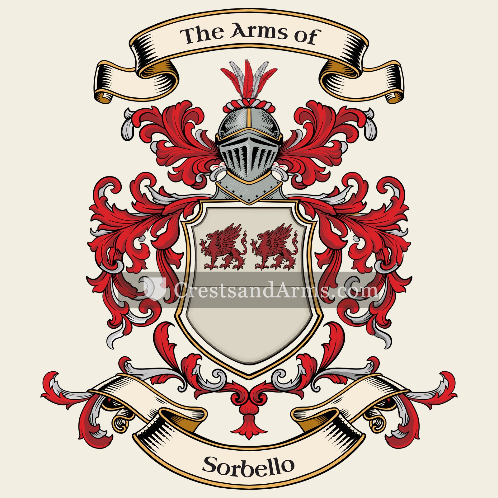 The Sorbello coat of arms, drawn from the recorded blazon