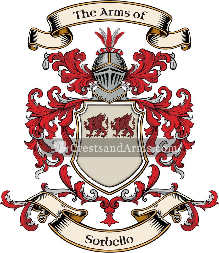 The Sorbello coat of arms, drawn from the recorded blazon
