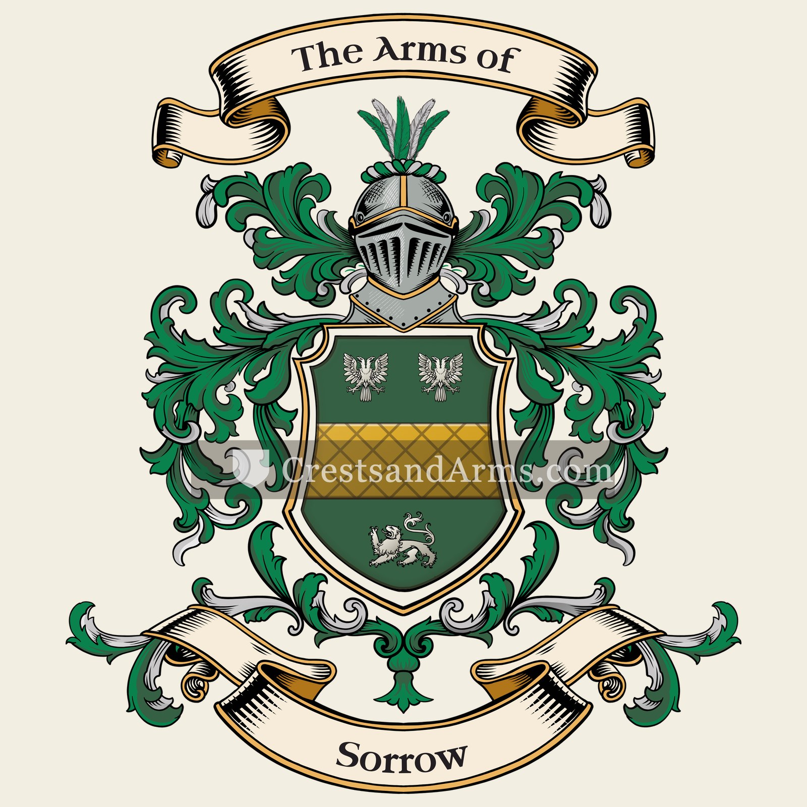 The Sorrow coat of arms, drawn from the recorded blazon