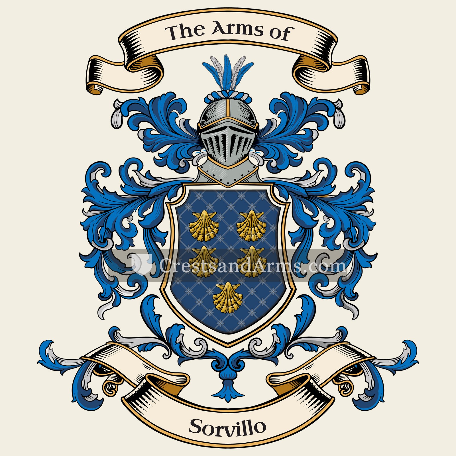 The Sorvillo coat of arms, drawn from the recorded blazon