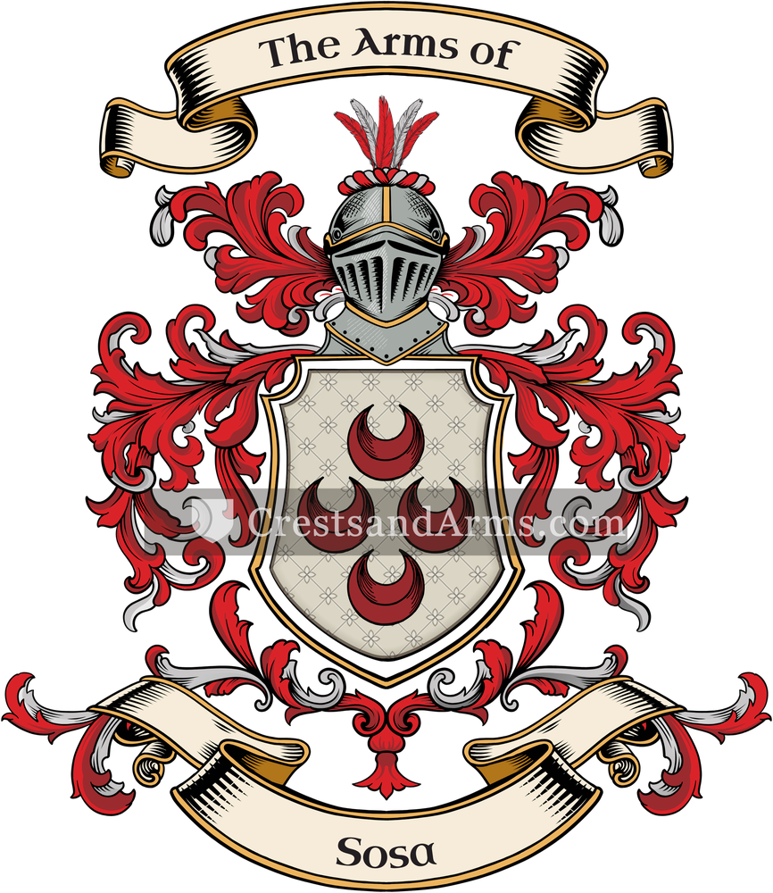 The Sosa coat of arms, drawn from the recorded blazon