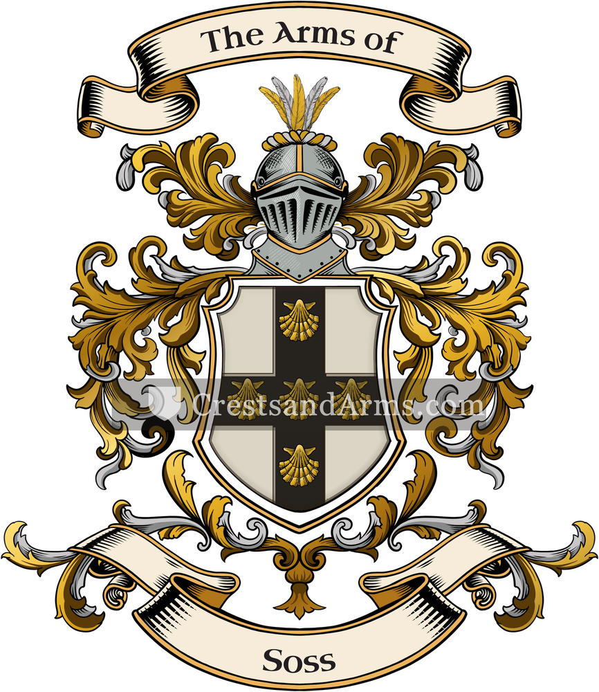 The Soss coat of arms, drawn from the recorded blazon