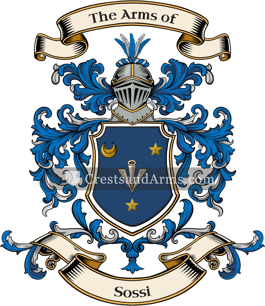 The Sossi coat of arms, drawn from the recorded blazon