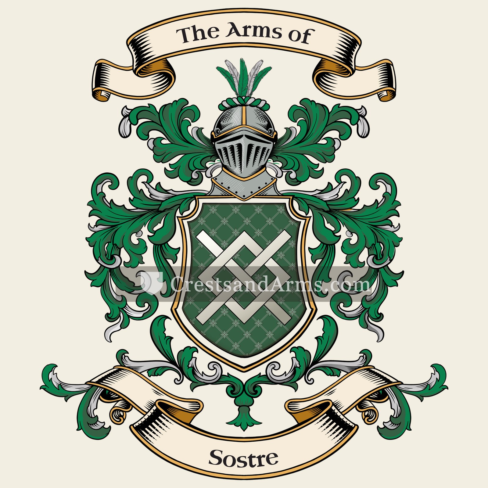The Sostre coat of arms, drawn from the recorded blazon