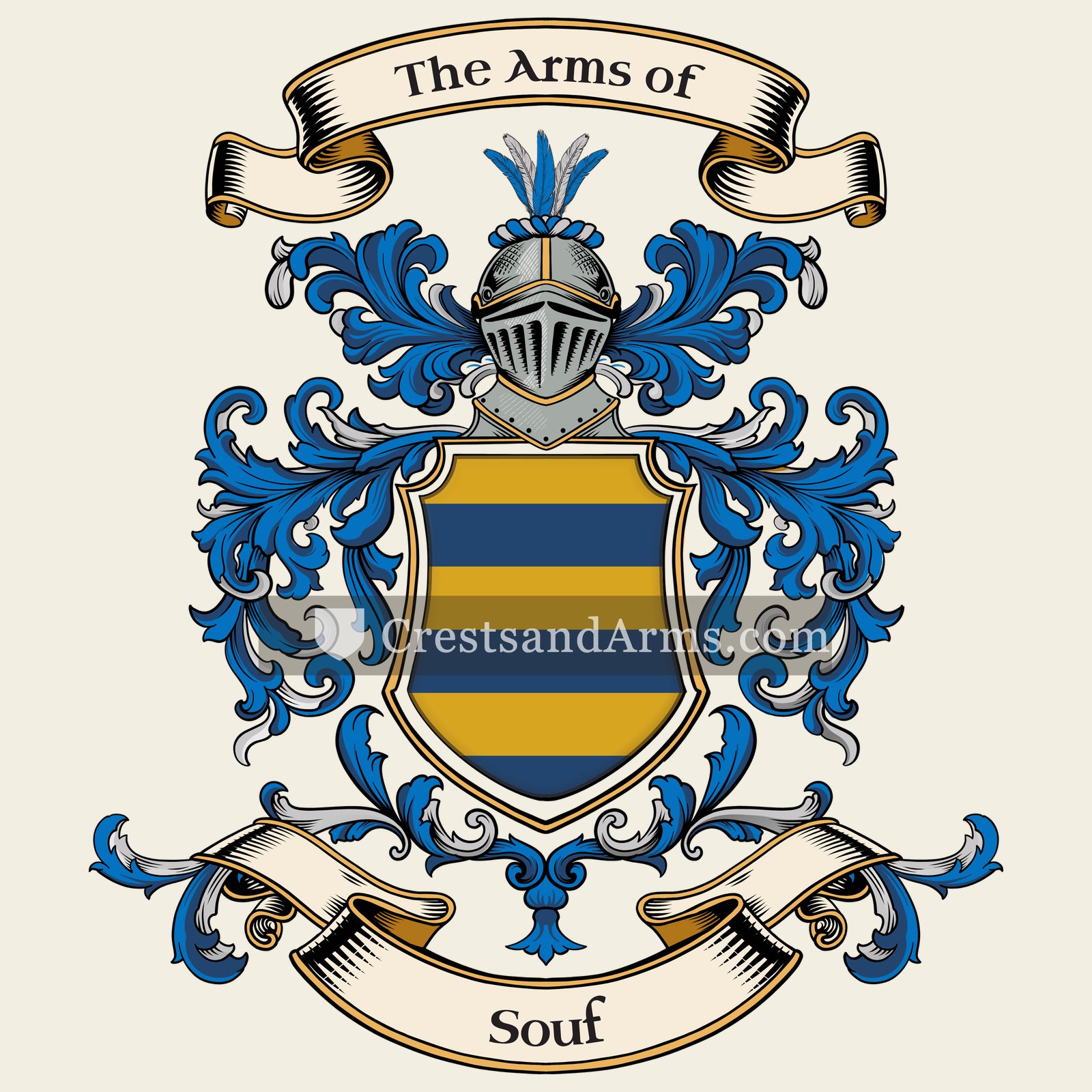 The Souf coat of arms, drawn from the recorded blazon