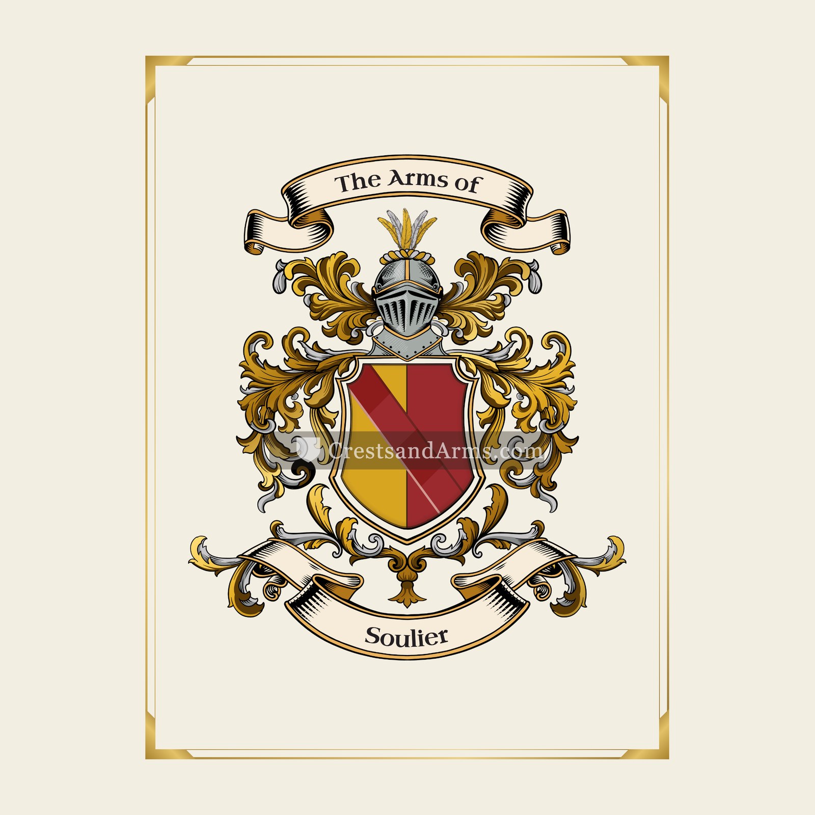 With gold border