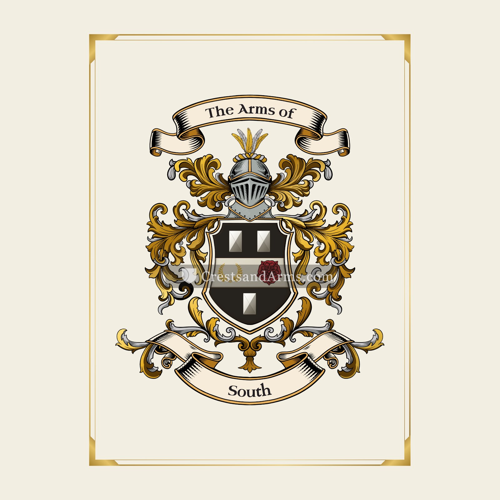 With gold border