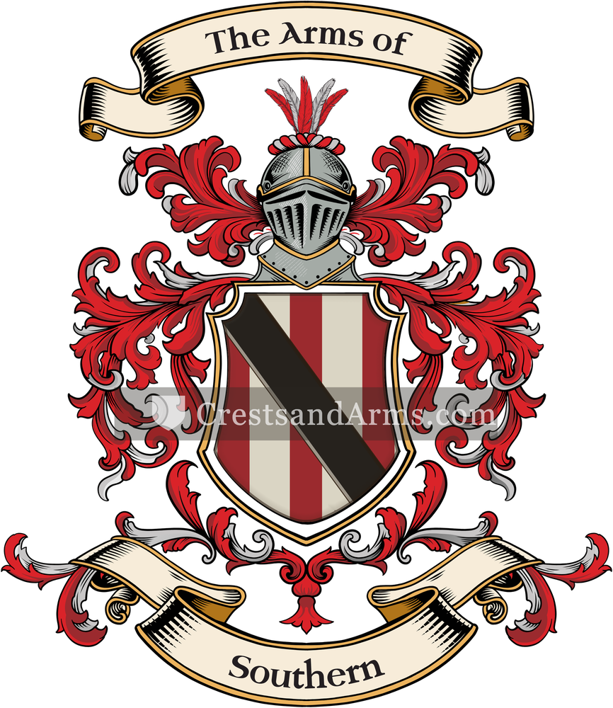 The Southern coat of arms, drawn from the recorded blazon