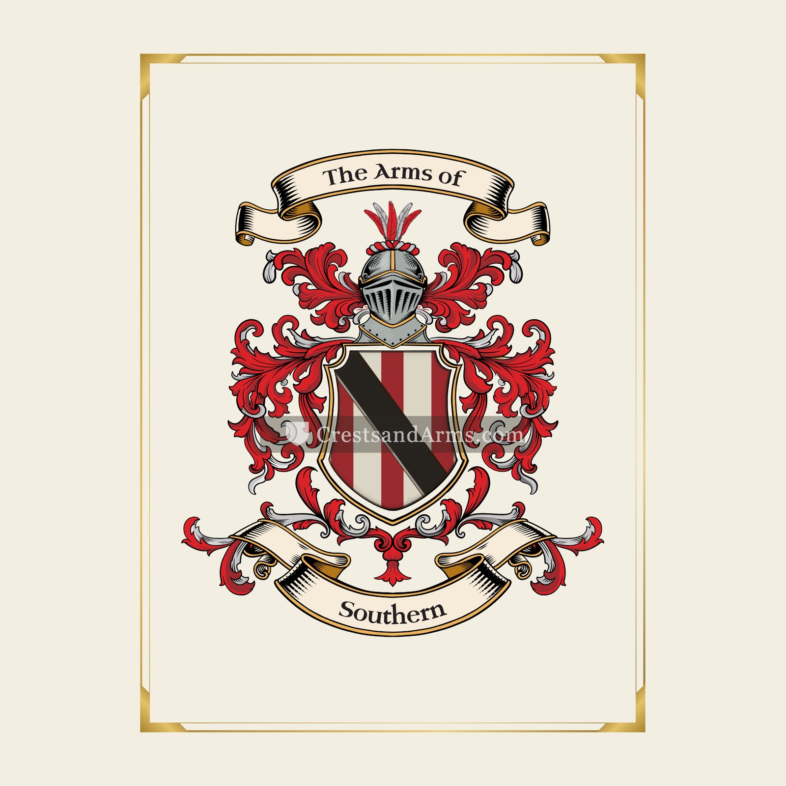 With gold border