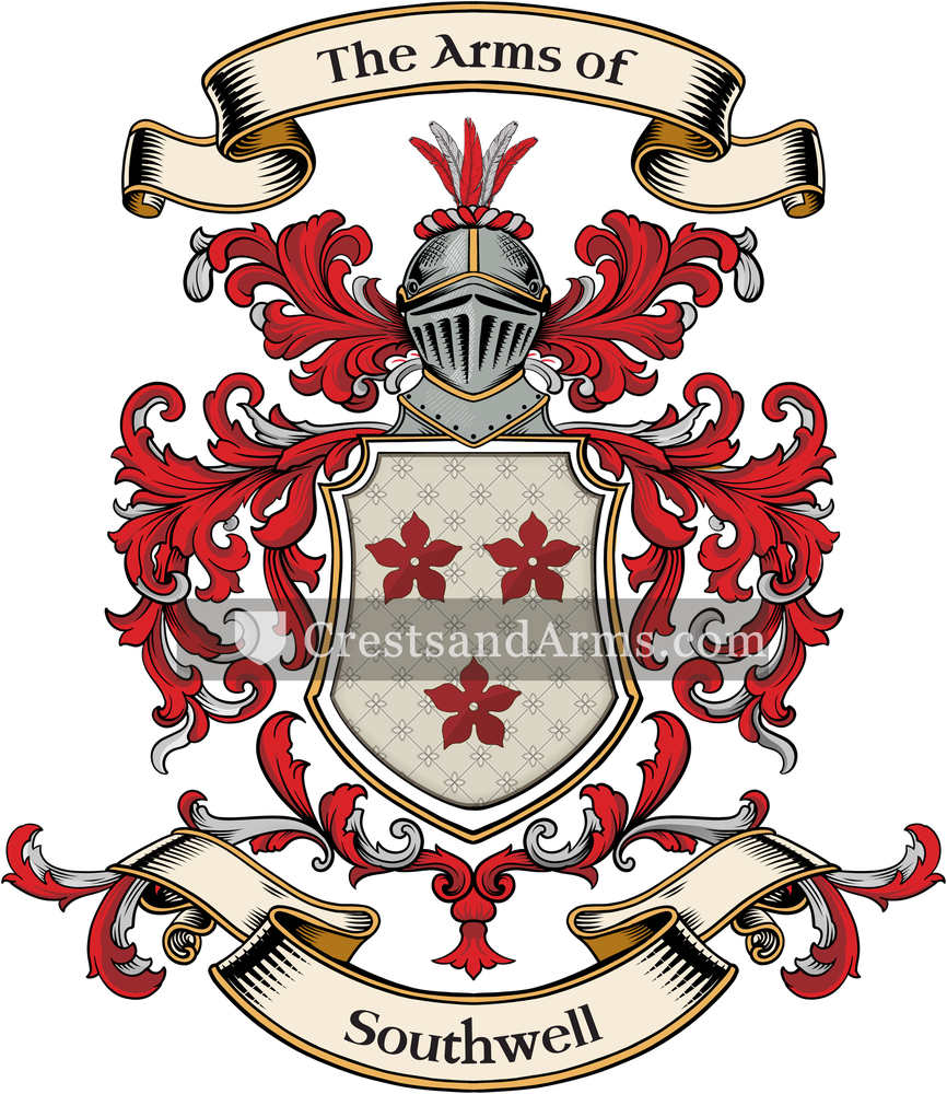 The Southwell coat of arms, drawn from the recorded blazon