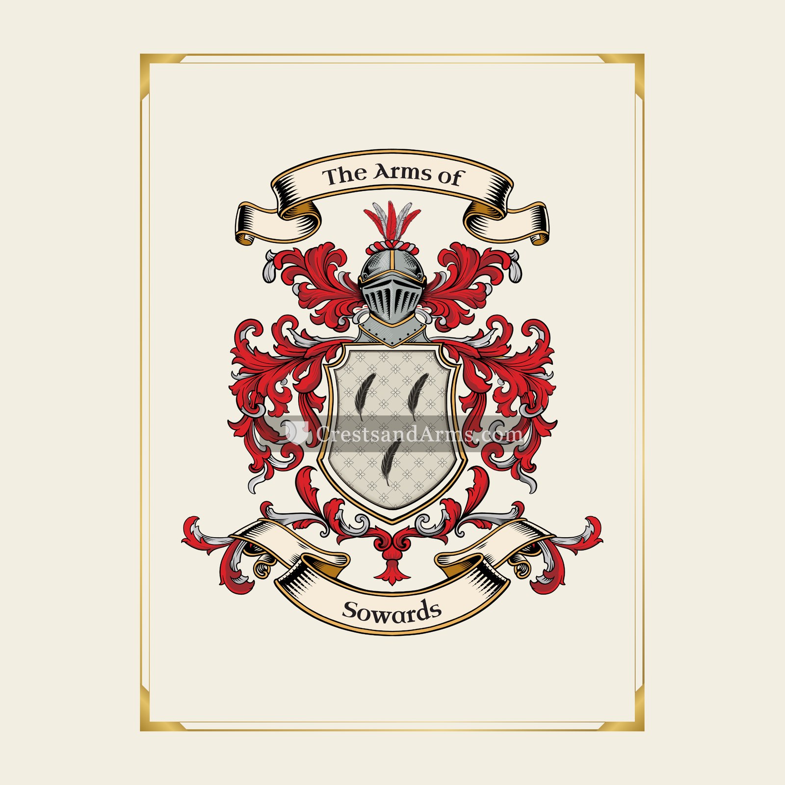 With gold border