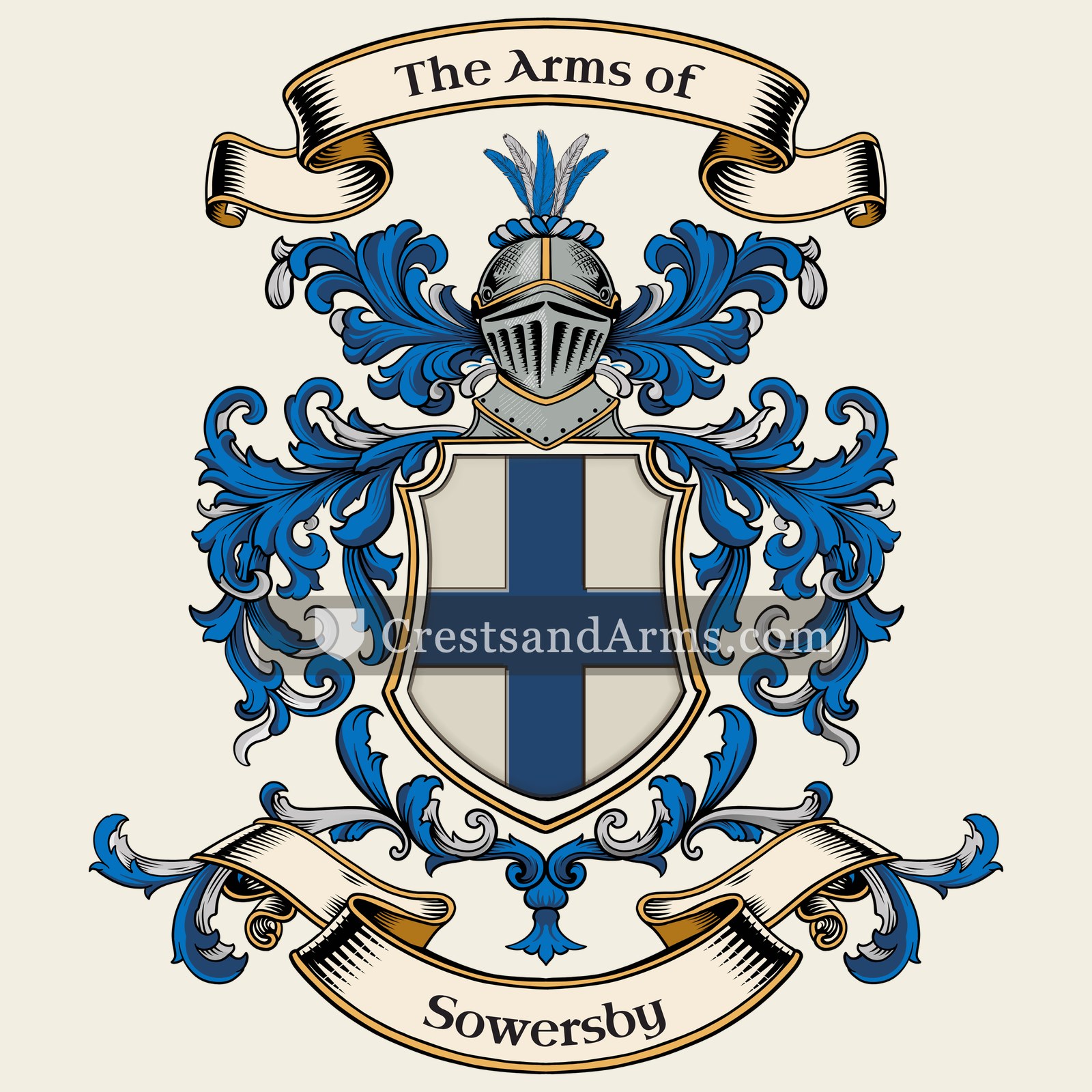 The Sowersby coat of arms, drawn from the recorded blazon